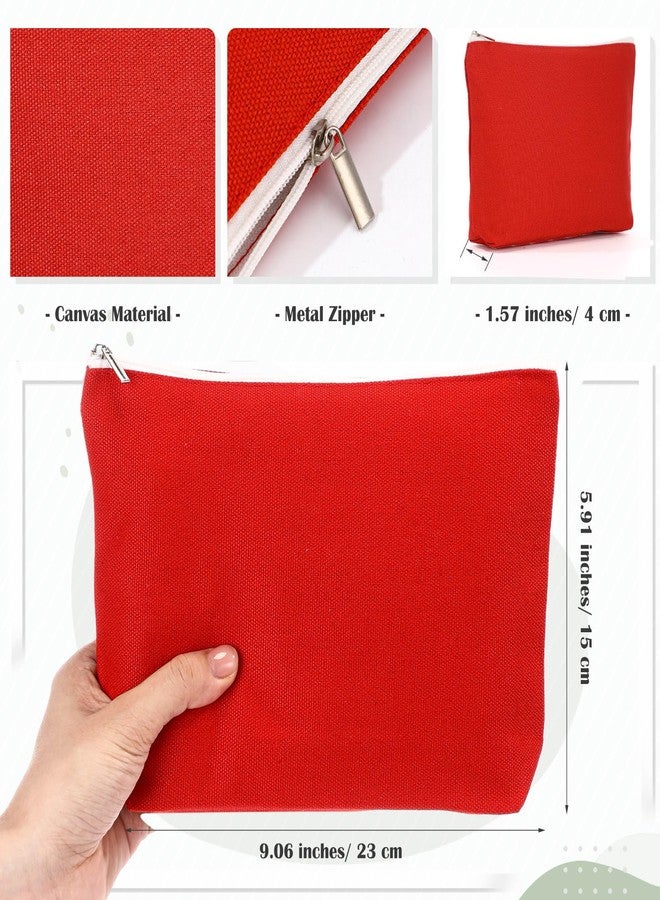 Reginary 10 Pcs Valentines Canvas Makeup Bags Bulk for Women Travel Toiletry Cosmetics Bags Blank DIY Pencil Pouch, Gift for Valentines Patrick's Day Wedding Bridal Shower Coworker(Morandi Color) - Image 2